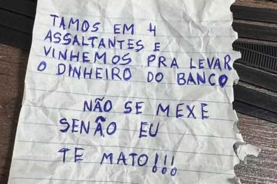 Suspeitos que fizeram reféns em banco anunciaram assalto em bilhete: ´Não se mexe, senão eu te mato´