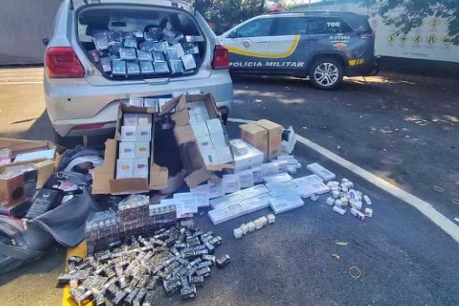 Polícia apreende quase R$ 1,4 milhão em contrabando de cigarros eletrônicos, anabolizante e remédio para emagrecer na SP-425