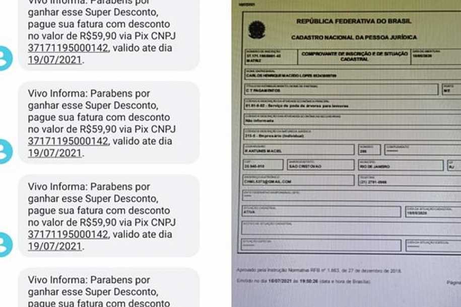 Bandidos criam mensagens falsas da Vivo para aplicar golpes