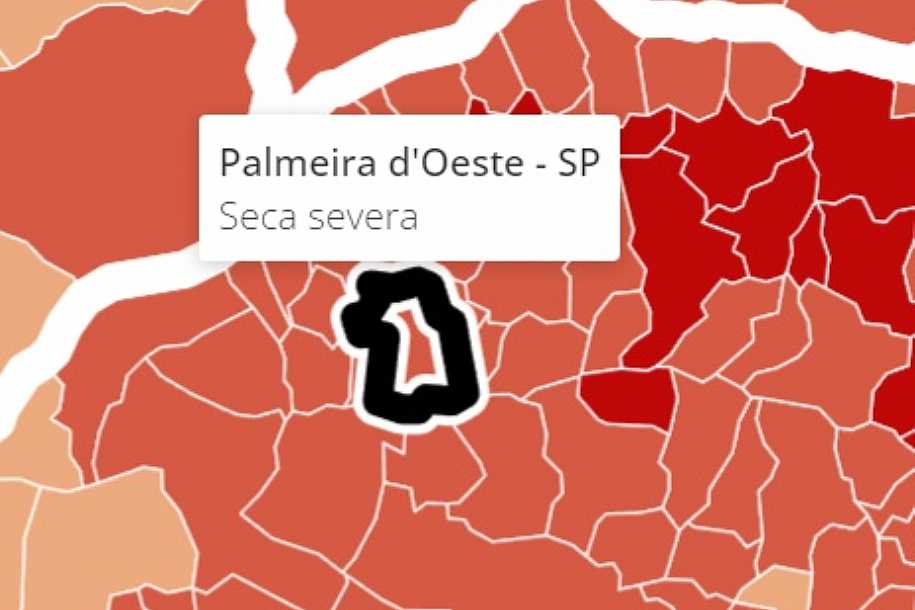 Palmeira d’Oeste está entre as mil cidades em situação de seca extrema ou severa