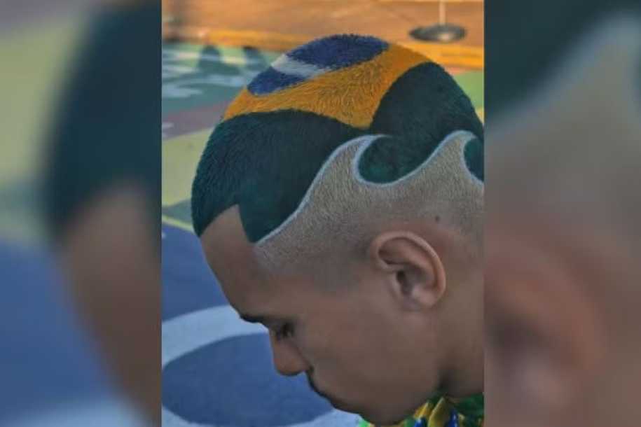 Jovem viraliza ao estampar bandeira do Brasil na cabeça e garante trazer sorte à Seleção: ´Era um sonho meu´