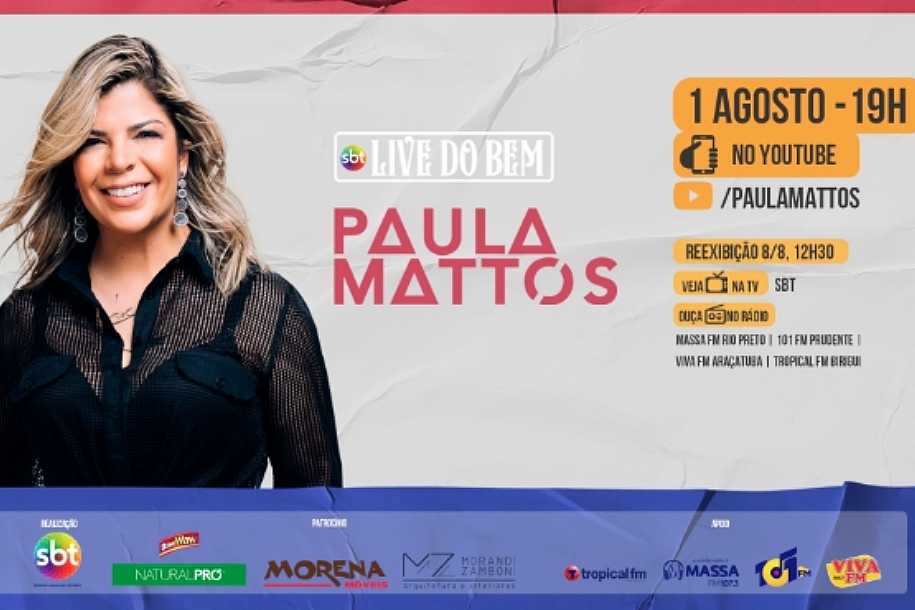 SBT no interior faz live da cantora Paula Mattos neste fim de semana