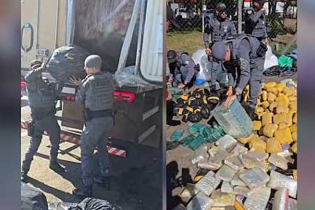 Polícia apreende quase meia tonelada de drogas em carga de carne em caminhão frigorífico em Rio Preto