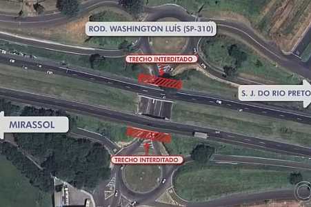 Interdição na Washington Luís muda acesso a Mirassol; veja rotas alternativas